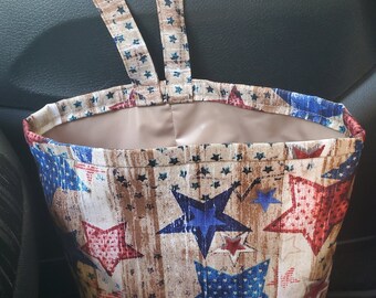 Stars and Stripes Vinyl-lined Classy Car Trash Bag / Item # CL1403