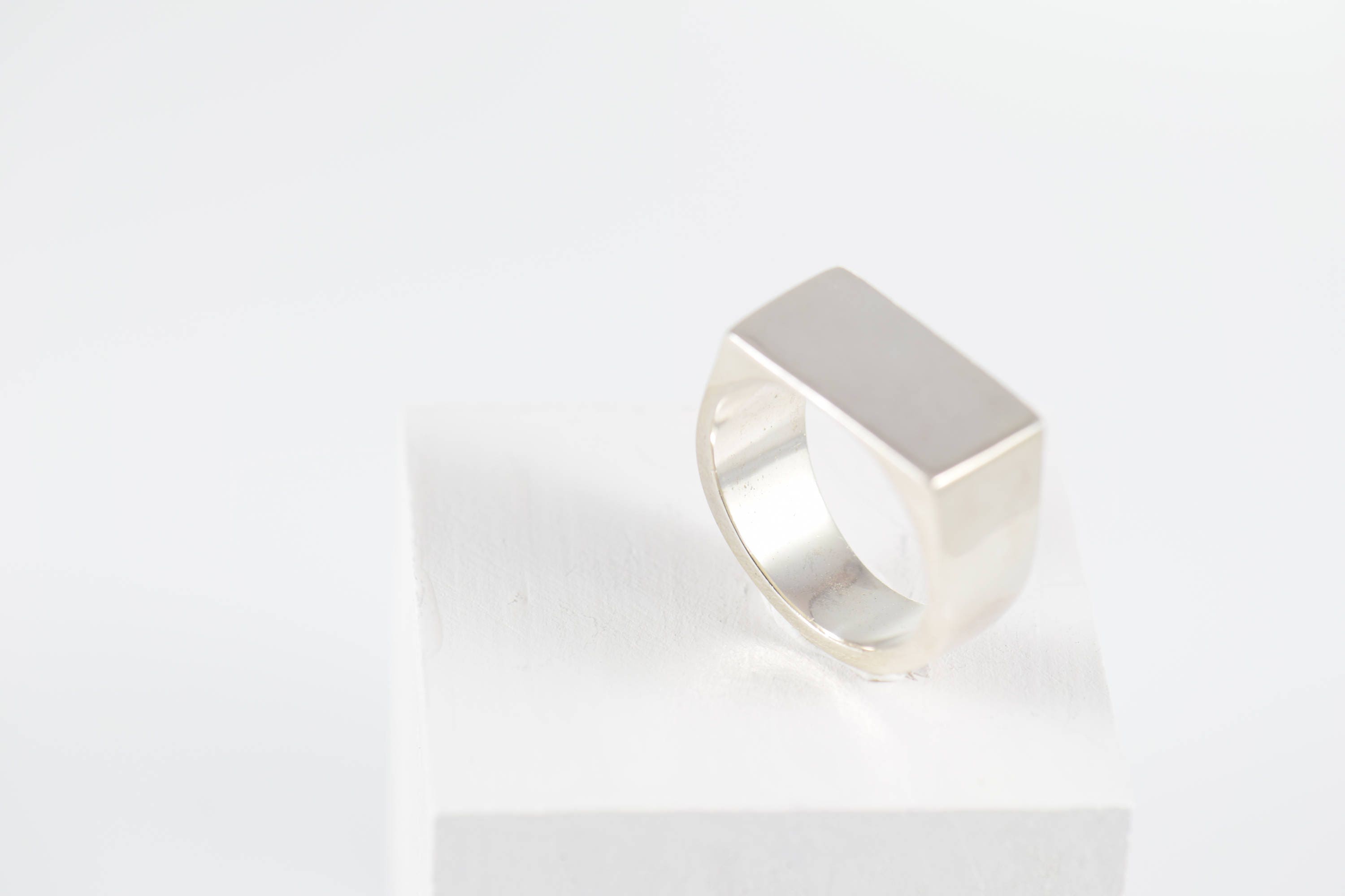 Signet Silver Ring - Square - Rectangular Stamp Ring Silver