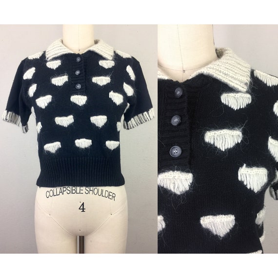 Vintage 80s does 1950s Sweater Black and White Nov