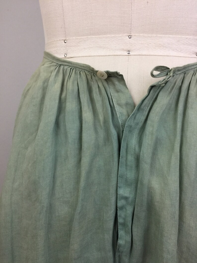 Vintage VICTORIAN Antique Shorts Bloomers Undergarment Cotton Embroidered Eyelet Sage Green