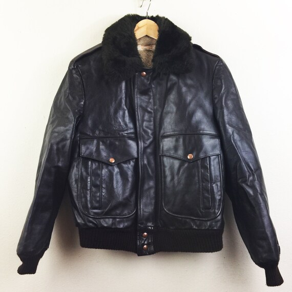 Vintage 80s Brooks Brothers Brown Leather Bomber J