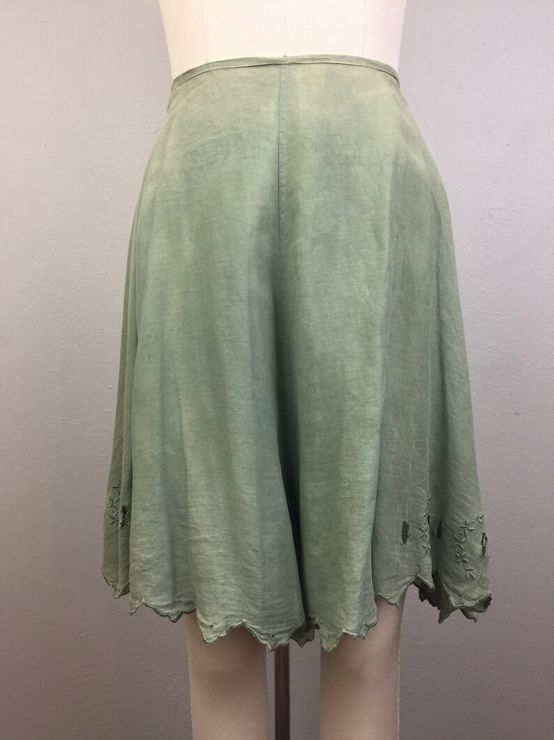 Vintage VICTORIAN Antique Shorts Bloomers Undergarment Cotton Embroidered Eyelet Sage Green