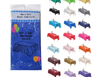 Craft And Party, 12 PACK 54" x 108" kunststof tafelhoes voor zwaar gebruik, premium rechthoekige wegwerptafelhoezen Kunststof tafelkleed…