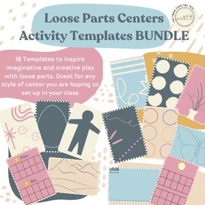 Loose Parts Play Centers Activities: Template Mats, Labels and Provocations