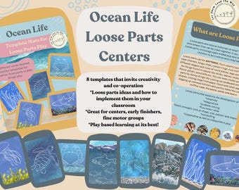 Juego con materiales sueltos / Centros de juego / Plantillas de vida marina / Tapetes / Montessori / Reggio Emilia