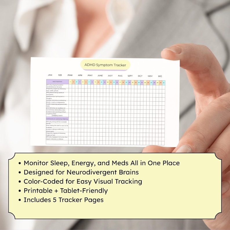 ADHD Symptom Tracker Printable PDF | Daily & Sleep Log | Neurodivergent ...