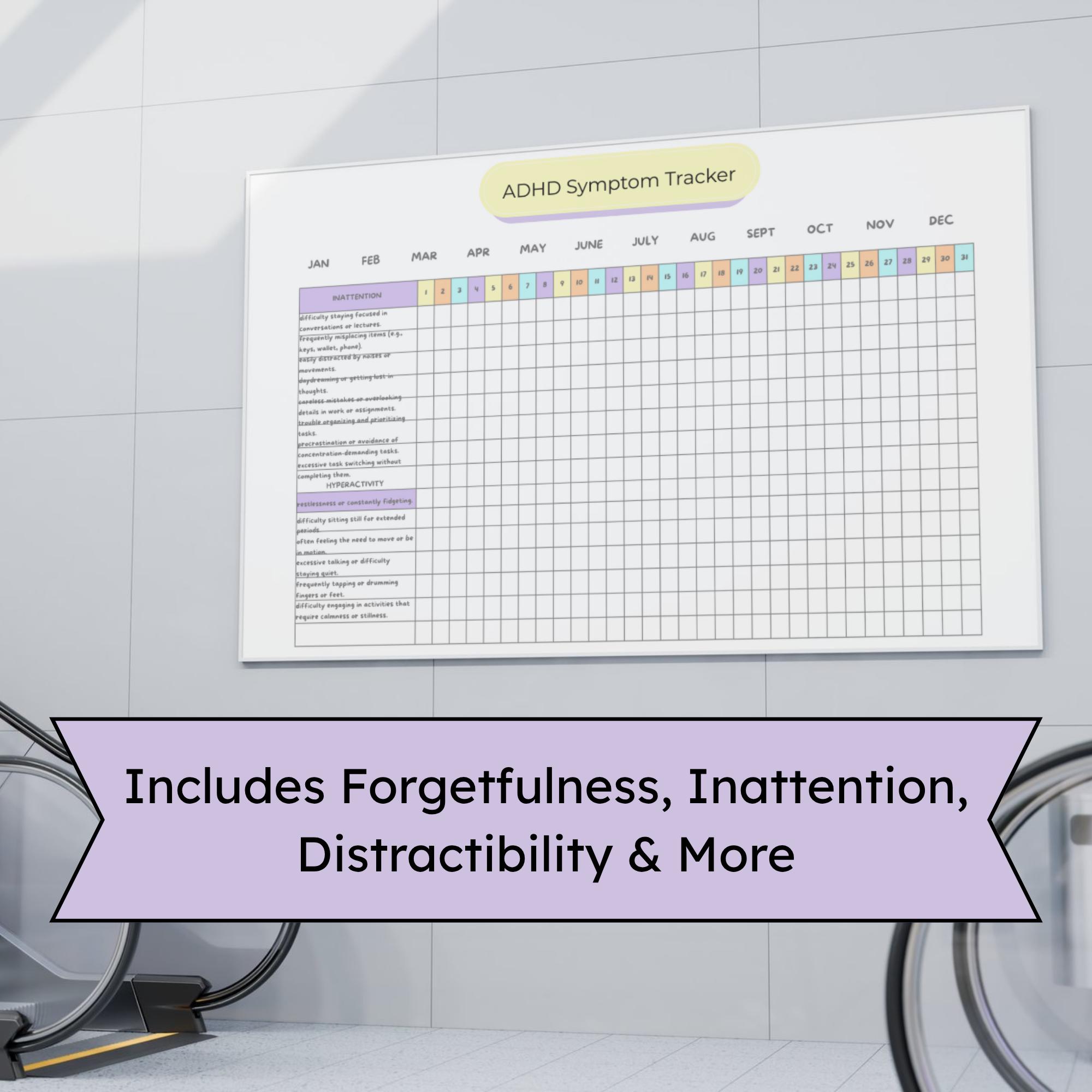 ADHD Symptom Tracker Printable PDF | Daily & Sleep Log | Neurodivergent ...