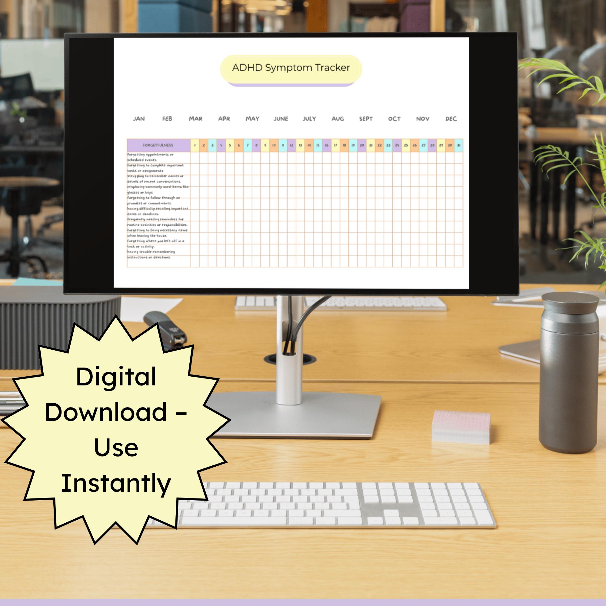 ADHD Symptom Tracker Printable PDF | Daily & Sleep Log | Neurodivergent ...