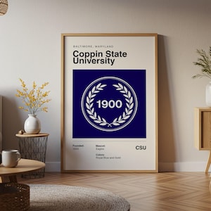 Póster vintage de la Universidad Estatal Coppin HBCU, impresión artística en lienzo, regalo para exalumnos de la NCAA