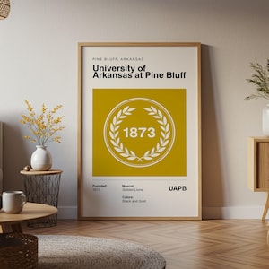 Póster vintage de la Universidad de Arkansas en Pine Bluff (HBCU), impresión artística en lienzo, regalo para exalumnos de la NCAA.