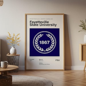 Póster vintage de la Universidad Estatal de Fayetteville (HBCU), impresión artística en lienzo, regalo para exalumnos de la NCAA