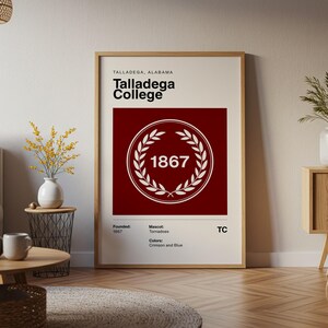 Talladega College Vintage HBCU Poster Wall Art Print Canvas Cadeau voor Alumni NCAA