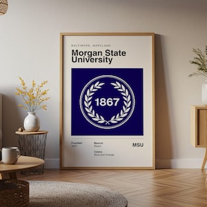 Póster vintage de la Universidad Estatal Morgan (HBCU), impresión artística en lienzo, regalo para exalumnos de la NCAA