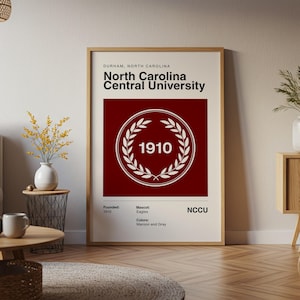 North Carolina Central University Vintage HBCU Poster Wall Art Print canvas cadeau voor alumni NCAA