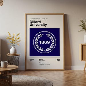 Póster vintage de la Universidad Dillard HBCU, impresión artística en lienzo, regalo para exalumnos de la NCAA