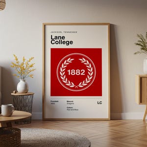 Lane College Vintage HBCU Poster Wall Art Print canvas cadeau voor alumni NCAA