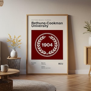 Bethune-Cookman University Vintage HBCU Poster Wall Art Print Canvas Cadeau voor Alumni NCAA