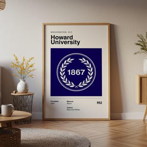 Howard University Vintage HBCU Poster Wall Art Print Canvas Gift for Alumni NCAA