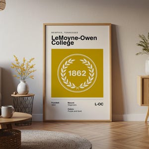 LeMoyne-Owen College Vintage HBCU Poster Wall Art Print Canvas Cadeau voor Alumni NCAA