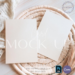 Carte d'invitation maquette numérique fête 5 x 7 invitation double pose photo à plat maquette modifiable papeterie PSD objet intelligent salutation bohème téléchargement
