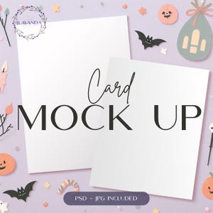 Halloween platte kaartmodel, wenskaartmodel wenskaart, briefpapiermodel, PSD smart-object JPG, pastel Halloween-verjaardagsuitnodiging lay-out