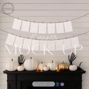 Happy Halloween Banner Mockup 5x7 Editable Bunting, Canva & PSD  mockup up,