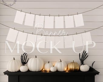 Happy Halloween Banner Mockup 5x7 Editable Bunting, Canva & PSD  mockup up,