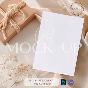 Boho Invitation Mockup: 5x7 Card, PSD, Canva Editable