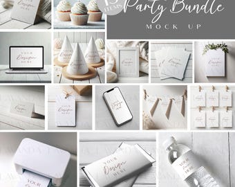 Neutral Party Mockup Bundle: Bearbeitbare PSD & Canva Event Mockups
