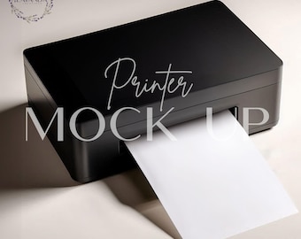 Black Printer Mockup: Editable PSD + Canva Template (Digital Download)