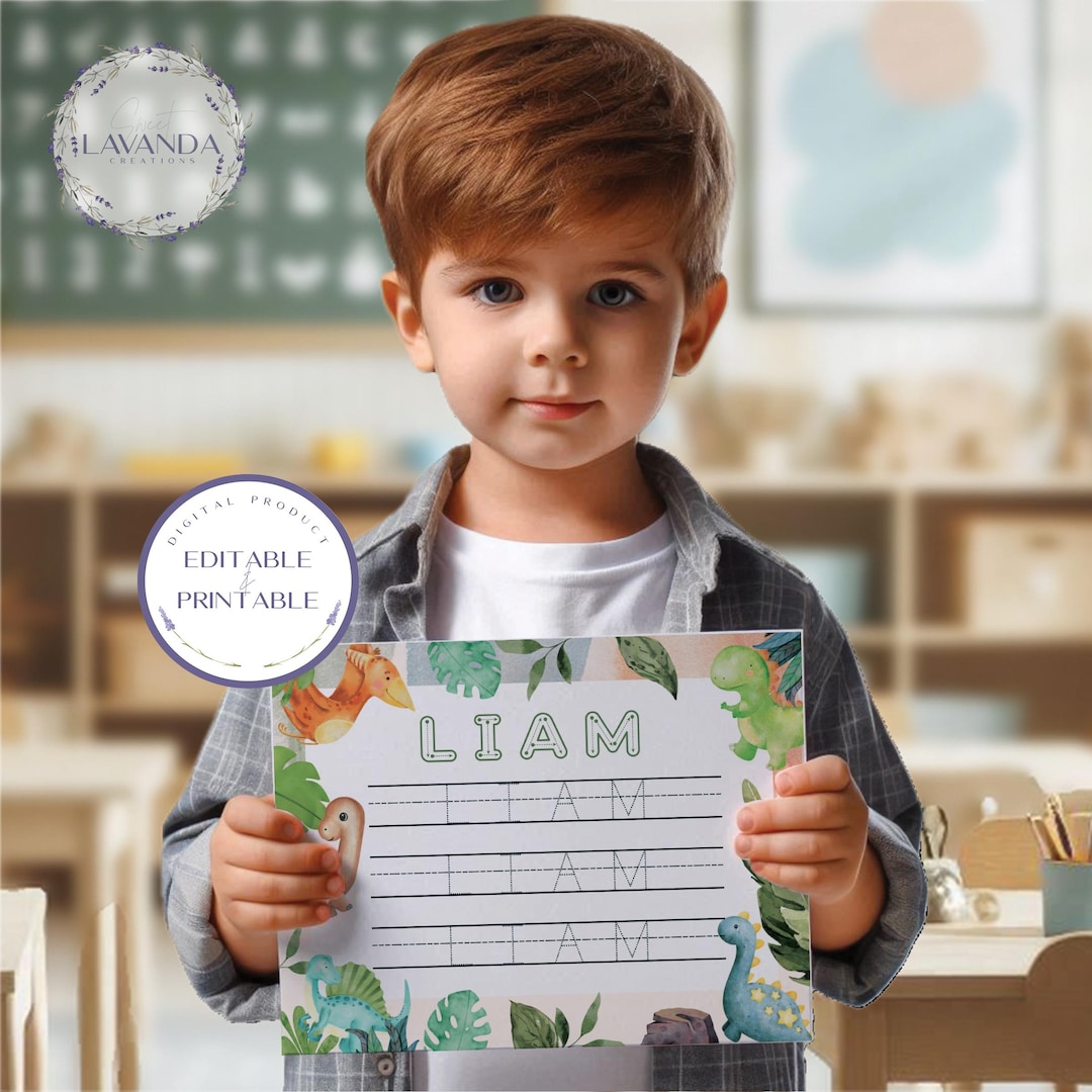 Kids Name Tracing Printable Preschool Editable Learning Tutoring School