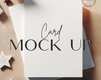 Christmas Card Mockup: Lay Flat Holiday Invitation (PSD, JPG, Canva)