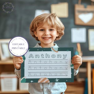 Hoja de trabajo personalizada para rastrear nombres: Aprendizaje preescolar (Descarga digital)