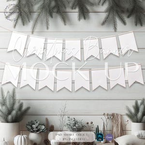 Weihnachten Geburtstag Banner Mock up Weihnachten Bday Flagge Wimpelkette Mockup Urlaubsparty Leere Girlande Karten Mockup Banner Canva PSD bearbeitbare Wimpelkette