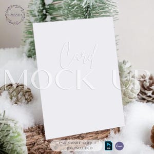 Maquette de carte de Noël, biscuits neutres, fête des fêtes, neige blanche, carte d'invitation, maquette de papeterie, objet intelligent CANVA PSD, carte de Noël élégante