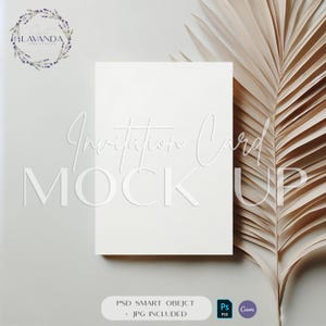 Boho Invitation Mockup: 5x7 Neutral Card, PSD, Canva, JPG (Digital Download)