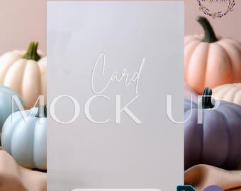 Fall 5x7 Invitation Card Mockup: Pastel Pumpkin Theme (PSD + Canva)