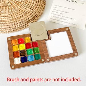 Juego de acuarela de madera personalizado, caja de pintura de viaje, paleta de acuarela personalizada, suministros de arte de bolsillo, listos para regalar