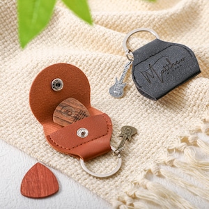 Portachiavi in pelle personalizzato per plettro, porta plettro fatto a mano, regalo personalizzato per chitarristi, organizer per plettro, regalo per musicisti