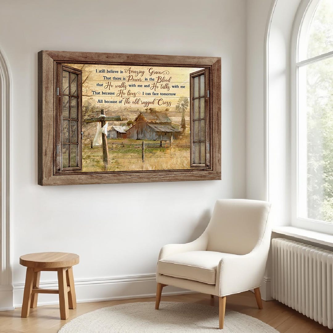 Ich glaube immer noch an erstaunliche Anmut, alte Scheunenmalerei,  Landschaft, Jesus Landschaft, Leinwandkunst, Glaubensleinwand - Etsy Schweiz, image size:1080x1080