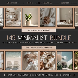 Neutral Beige Minimalistic Bundle | Girl Boss Photos | Faceless Aesthetic Photography | Work From Home Stock | Instant Download | PLR & MRR