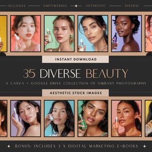 Skincare Stock Images | Diverse Women Beauty | Fashion + Lifestyle Photos | Skincare Beauty | IG Templates | Instant Download | PLR & MRR