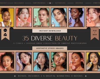 Diverse Beauty Stock Photos: Skincare, Fashion, Lifestyle (PLR & MRR)