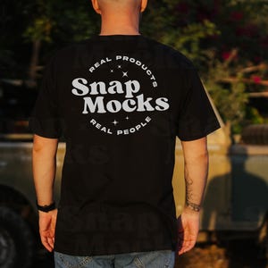 Gildan 64000 Black Shirt Back Side Mockup in Sunset | T-Shirt Back Mock-up | Real Male Model Mock | Sunrise Mockup | Country Mock