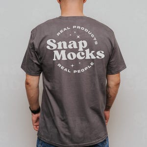 Gildan 64000 Charcoal Shirt Back Side Mockup | T-Shirt Back Mock-up | Real Male Model Mock | Minimal, Simple Mens TShirt Back View Mock