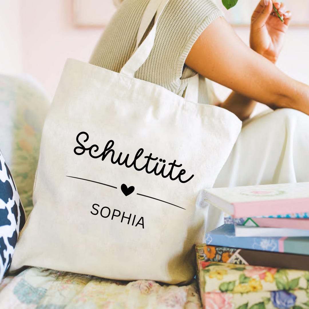 School Cone Jute Bag With Personalized Name, Custom Tote Bag ...