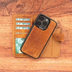 Fundas de cuero de alta calidad CYUK para iPhone 16, 15, 14, 13 y 12 (Plus, Pro, Pro Max). Fundas personalizadas con tarjetero.