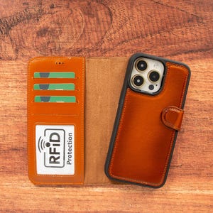 Fundas de cuero de alta calidad CYUK para iPhone 16, 15, 14, 13 y 12 (Plus, Pro, Pro Max). Fundas personalizadas con tarjetero.