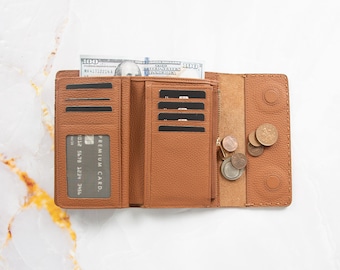 Personalized Leather Wallet - Handmade Women's Card Holder