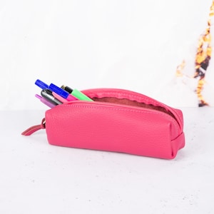 Personalized Leather Pen Case: Handcrafted Top Grain Pencil & Cosmetic Bag
